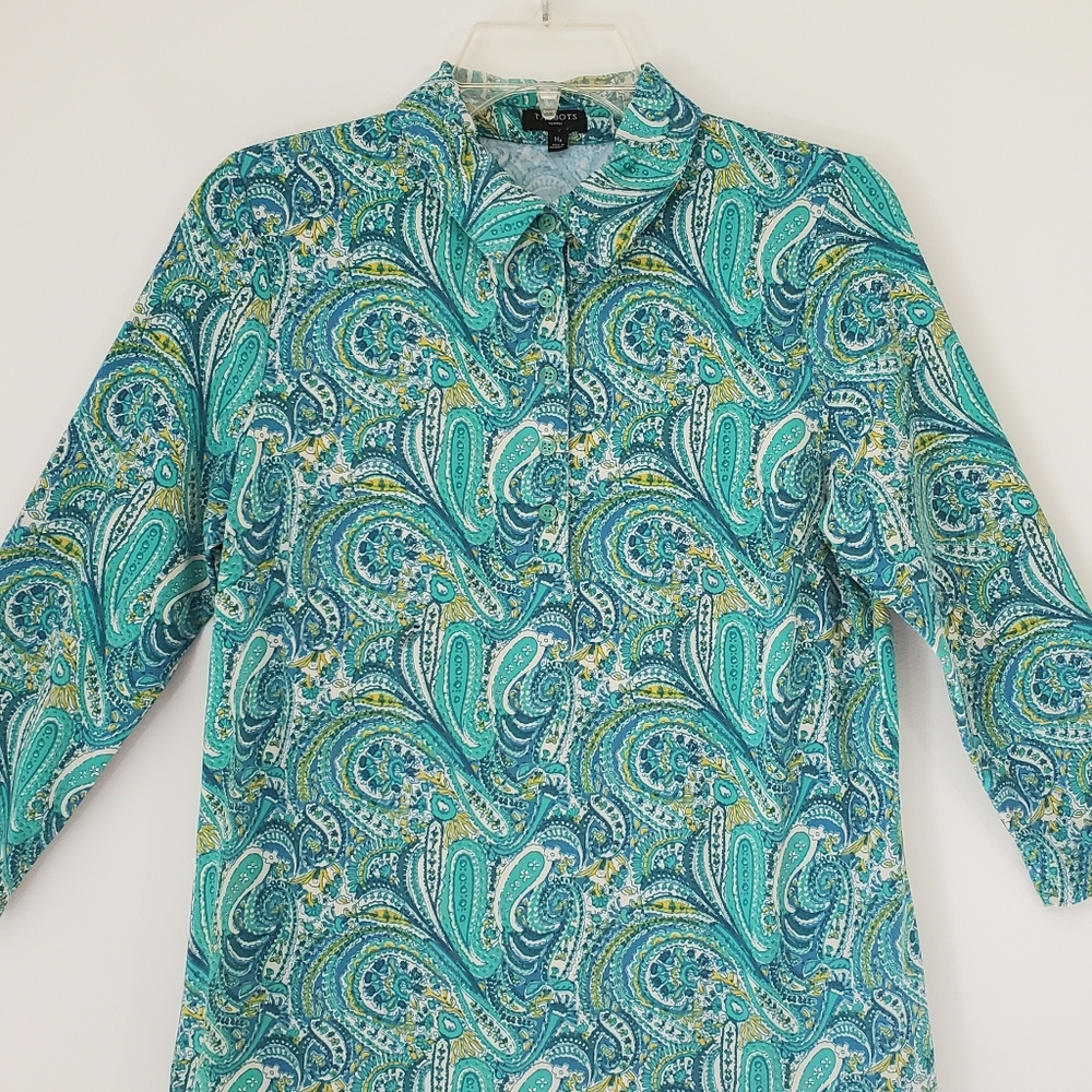 Talbots Half Button Top - Picture 3 of 12